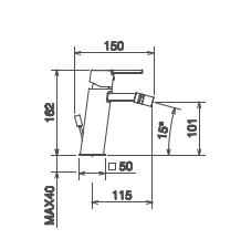 disegno tecnico rubinetto da bidet la torre italia 150